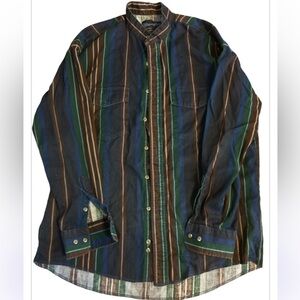 Vintage Wrangler Western Shirts Collarless X-Long Tails 
Size tag worn off